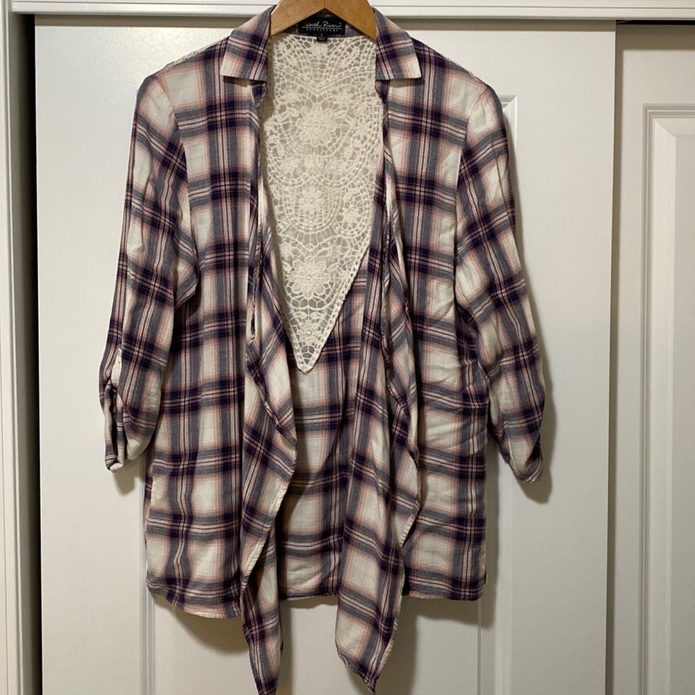 Plaid western cardigan